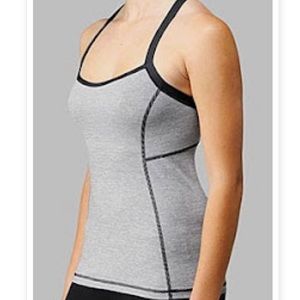 Lululemon" Singlet Tank Top Size-(8) -Gray & black Stripe-Good Condition